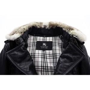 バーバリー BURBERRY BLACK LABEL ラムレザー コート L BMA19-310-09 ファー ジャケット 革 ブラック 【ブランド古着ベクトル】【中古】●260112 メンズ