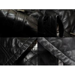 バーバリー BURBERRY BLACK LABEL ラムレザー コート L BMA19-310-09 ファー ジャケット 革 ブラック 【ブランド古着ベクトル】【中古】●260112 メンズ