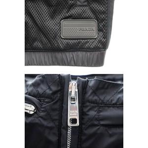 プラダ PRADA メッシュ ベスト ラバータグ ライニング フード Sサイズ ブラック 黒 【ブランド古着ベクトル】【中古】☆AA★260418 メンズ