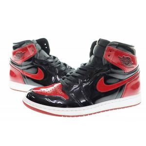 ナイキ NIKE AIR JORDAN 1 RETRO HIGH OG PATENT BRED 28cm 555088-063 AJ1 エア ジョーダン レトロ ハイ オリジナル パテント ブレッド スニーカー 赤 黒 【ブランド古着ベクトル】【中古】▲■260609 メンズ