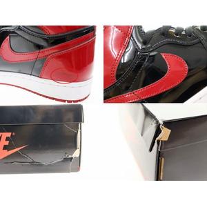 ナイキ NIKE AIR JORDAN 1 RETRO HIGH OG PATENT BRED 28cm 555088-063 AJ1 エア ジョーダン レトロ ハイ オリジナル パテント ブレッド スニーカー 赤 黒 【ブランド古着ベクトル】【中古】▲■260609 メンズ
