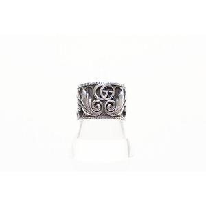 グッチ GUCCI GGリーフリング 13号 Ag925 SILVER スターリング シルバー ダブルG ワイドリング 指輪 【ブランド古着ベクトル】【中古】▲■260809 メンズ レディース