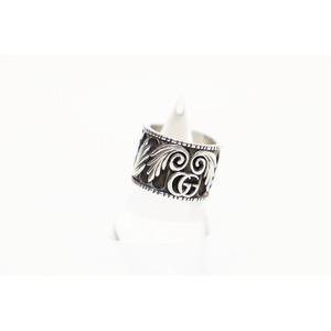 グッチ GUCCI GGリーフリング 13号 Ag925 SILVER スターリング シルバー ダブルG ワイドリング 指輪 【ブランド古着ベクトル】【中古】▲■260809 メンズ レディース
