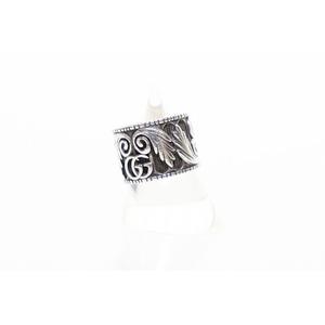 グッチ GUCCI GGリーフリング 13号 Ag925 SILVER スターリング シルバー ダブルG ワイドリング 指輪 【ブランド古着ベクトル】【中古】▲■260809 メンズ レディース