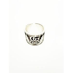 グッチ GUCCI GGリーフリング 13号 Ag925 SILVER スターリング シルバー ダブルG ワイドリング 指輪 【ブランド古着ベクトル】【中古】▲■260809 メンズ レディース