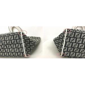 フェンディ FENDI ズッカ柄 キャンバス レザー トートバッグ 黒 白 