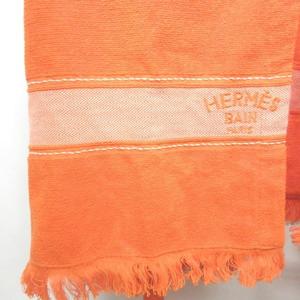 HERMES Bain オレンジタオル フリンジ付き（HERMES （新品・未