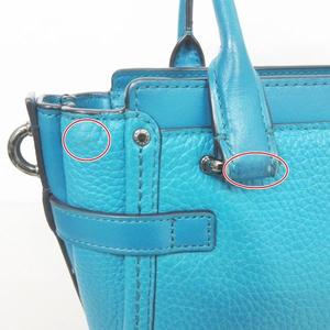 美品　COACH 青 レザー ショルダーバッグ　スワッガー コーチ ターンロック スワッガー 2way ショルダーバッグ レザー