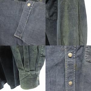 エルメス HERMES コーデュロイ シャツ 長袖 セリエボタン 青 41/16 