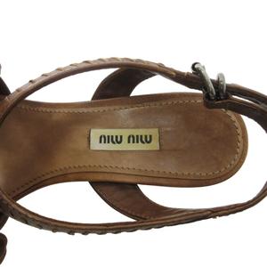 ミュウミュウ miumiu レザーウェッジソールサンダル シューズ
