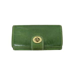 コーチ COACH ターンロック レザー 長財布 ウォレット 緑