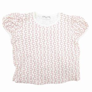 セリーヌ CELINE Tシャツ カットソー 総柄 半袖 90 白 ホワイト 赤