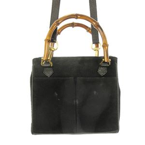 グッチ GUCCI バンブー ハンドル 2way バッグ スエード ブラック 黒 
