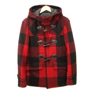 バーバリーブラックレーベル BURBERRY BLACK LABEL ダッフルコート チェック 赤 黒 L メンズ