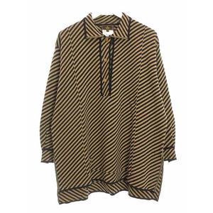 フェンディ FENDI 襟付き ニット チュニック 48 ブラウン 茶 ブラック 