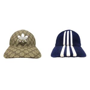 グッチ GUCCI ×adidas アディダス コラボ ダブルバイザー キャップ 