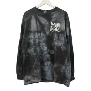 【美品 LEFLAH XXLサイズ 人気のタイダイ】Tシャツ レフラー LEFLAH ロンT 長袖 Tシャツ 総柄 タイダイ ブラック系 ブルー