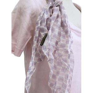 ルイヴィトン LOUIS VUITTON ダミエ スカーフ付き ニット カットソー S ピンク 半袖 プルオーバー ☆AA★ レディース