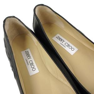 ジミーチュウ JIMMY CHOO LENI FLAT 36 ブラック 黒 フラット シューズ ロゴ エンボス ナッパレザー 靴 パンプス 革 ☆AA★ レディース