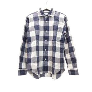 ドゥニーム DENIME チェック シャツ ネイビー S 長袖 コットン ラミー トップス メンズ