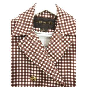 ルイヴィトン LOUIS VUITTON ギンガムチェック ダブル ジャケット 2way ベスト 34 ブラウン 茶 アウター 上着 レディース