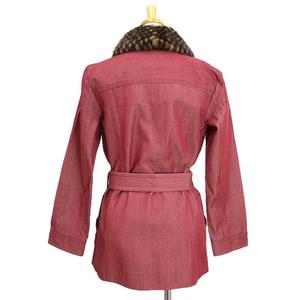 ルイヴィトン LOUIS VUITTON コットン ウール コート ダミエ ミンクファー 赤 レッド デニム風 36 アウター 上着 レディース