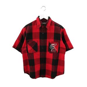 プロスペクト PROSPECT 半袖 チェックシャツ M レッド 赤 ネルシャツ トップス メンズ