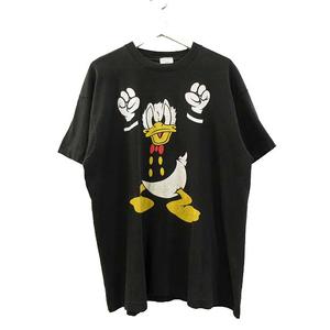 ディズニー Disney 90s 怒り ドナルド Tシャツ ヴィンテージ 黒 ブラック メンズ