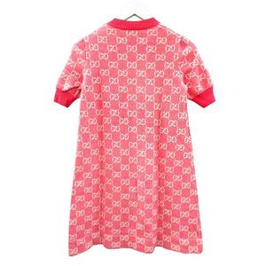 グッチ GUCCI GG柄 ジャガード ウール コットン ニット ワンピース 629464 XS ピンク 半袖 総柄 ☆AA★ レディース