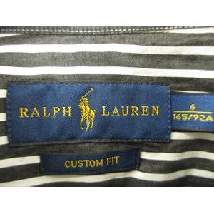 ラルフローレン RALPH LAUREN シャツ 長袖 ストライプ ボタンダウン グレー ホワイト 綿 コットン カスタムフィット 6 トップス レディース