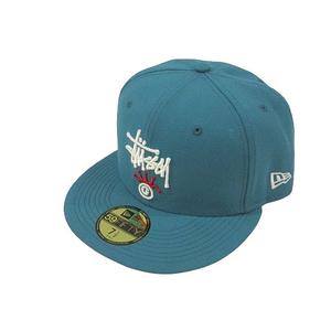 ステューシー STUSSY × NEW ERA ニューエラ 1311108 ベースボールキャップ 7 1/2 ブルー ロゴ刺繍 帽子 ヘッドウェア ☆AA★ メンズ
