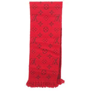 LOUIS VUITTON 赤 ロゴ入り マフラー Louis Vuitton ロゴ刺繍マフラー レッド