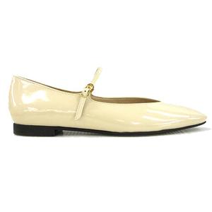 未使用品 ルタロン Le Talon GRISE レザーラウンドメリージェーン パンプス 23.0cm ベージュ 牛革 フラットシューズ 靴 レディース