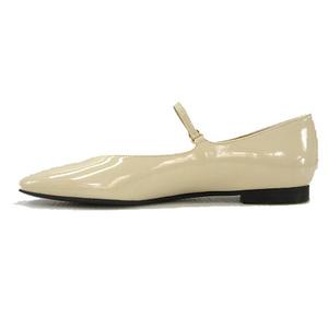 未使用品 ルタロン Le Talon GRISE レザーラウンドメリージェーン パンプス 23.0cm ベージュ 牛革 フラットシューズ 靴 レディース