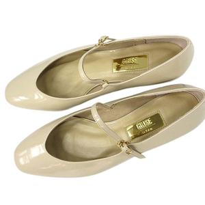 未使用品 ルタロン Le Talon GRISE レザーラウンドメリージェーン パンプス 23.0cm ベージュ 牛革 フラットシューズ 靴 レディース