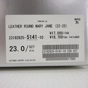 未使用品 ルタロン Le Talon GRISE レザーラウンドメリージェーン パンプス 23.0cm ベージュ 牛革 フラットシューズ 靴 レディース