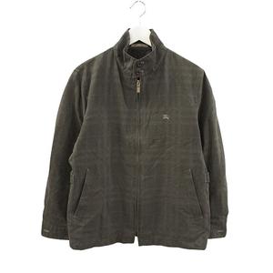 バーバリー ロンドン BURBERRY LONDON チェック柄 リネン混 ジャケット M グレー系 ジップアップ アウター メンズ
