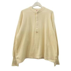 ヘルスニット healthknit ロンT 長袖 Tシャツ サーマル ヘンリーネック オフホワイト 生成り 綿 コットン トップス メンズ