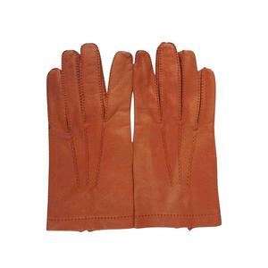 エルメス HERMES レザー グローブ 本革 手袋 8 1/2 赤茶色 ☆AA