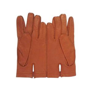 エルメス HERMES レザー グローブ 本革 手袋 8 1/2 赤茶色 ☆AA