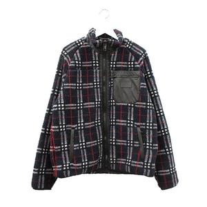 バーバリー BURBERRY フリース ジャケット チェック M ネイビー 紺 アウター 上着 ☆AA★ メンズ