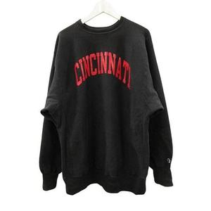 チャンピオン CHAMPION 90s 刺繍タグ リバースウィーブ スウェット XXL メキシコ製 CINCINNATI ラバープリント 黒 ブラック メンズ