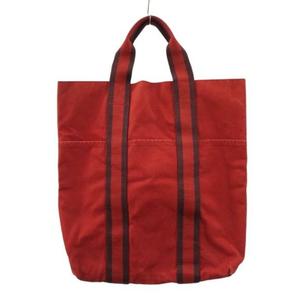 エルメス HERMES フールトゥ カバス トートバッグ レッド系 かばん 手持ち鞄 キャンバス メンズ レディース