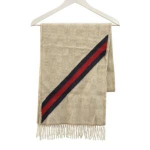 グッチ GUCCI マフラー GG ウール アルパカ ベージュ系 フリンジ ストール ☆AA★ メンズ レディース