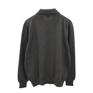 グッチ GUCCI 長袖 ニット ポロシャツ L チャコールグレー 無地 カットソー トップス ☆AA★ メンズ
