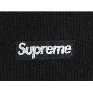 Supreme ニット帽 黒色 ロゴ刺繍 Supreme シュプリーム 23AW Classic Logo Chunky Ribbed Beanie