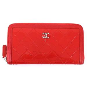 シャネル CHANEL 長財布 ラウンドファスナー エナメル パテントレザー 