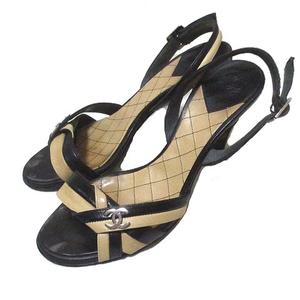 シャネル CHANEL サンダル ストラップ マトラッセ バイカラー 35 2/1 