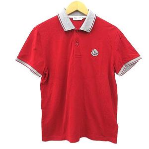 モンクレール　ポロシャツ 赤襟　サイズ M モンクレール MONCLER ポロシャツ 半袖 ワンポイント 襟袖ライン