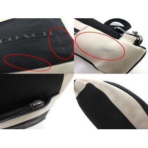 COACH ボディバッグ ホワイト レザー ナイロン